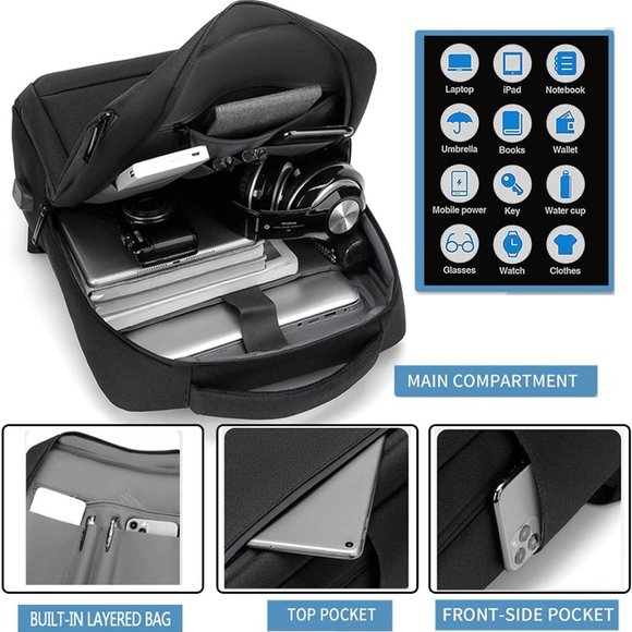 Luxury mens waterproof business Computer usb school backpack bags(1 BackPack Bag - Picture 3 of 13